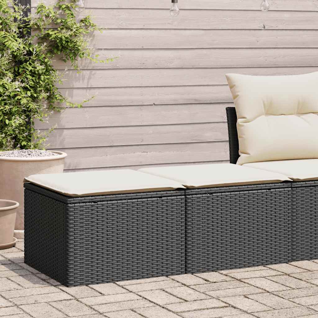 2-delige Loungeset met kussens poly rattan acacia zwart is nu te koop bij PeponiXL, paradijselijk wonen!