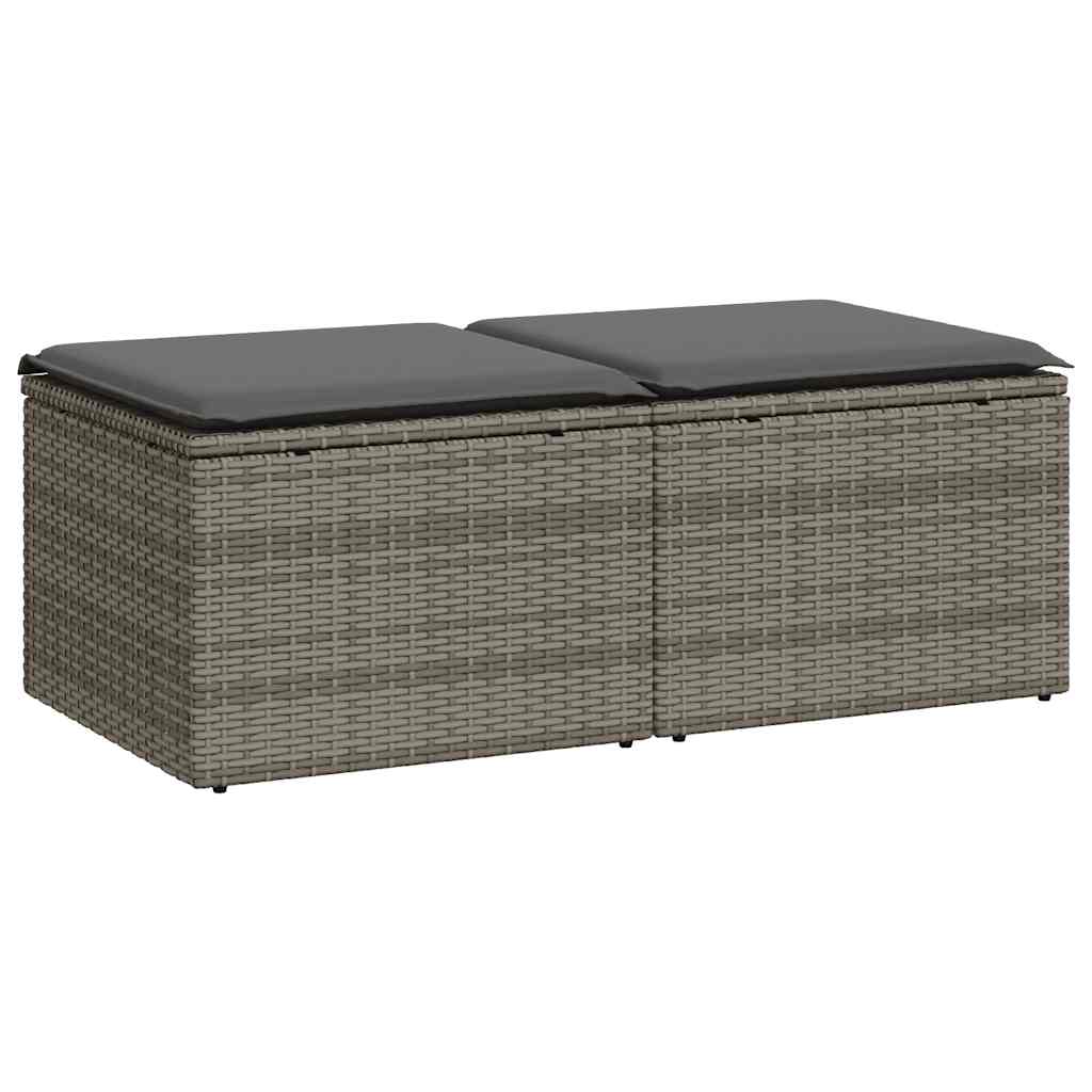 2-delige Loungeset met kussens poly rattan acacia grijs is nu te koop bij PeponiXL, paradijselijk wonen!