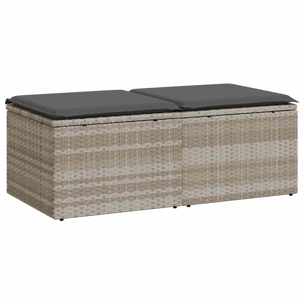 2-delige Loungeset met kussens poly rattan acacia lichtgrijs is nu te koop bij PeponiXL, paradijselijk wonen!