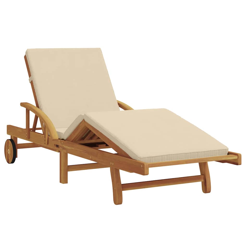 Ligstoel Beige 200 x 67 x 84 cm Massief Acaciahout is nu te koop bij PeponiXL, paradijselijk wonen!