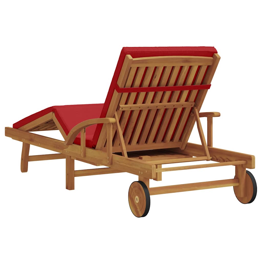 Ligstoel Rood 200 x 67 x 84 cm Massief Acaciahout is nu te koop bij PeponiXL, paradijselijk wonen!