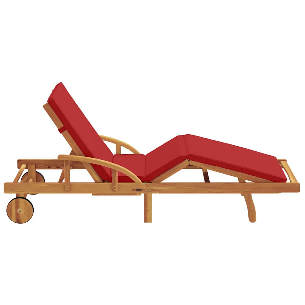 Ligstoel Rood 200 x 67 x 84 cm Massief Acaciahout is nu te koop bij PeponiXL, paradijselijk wonen!