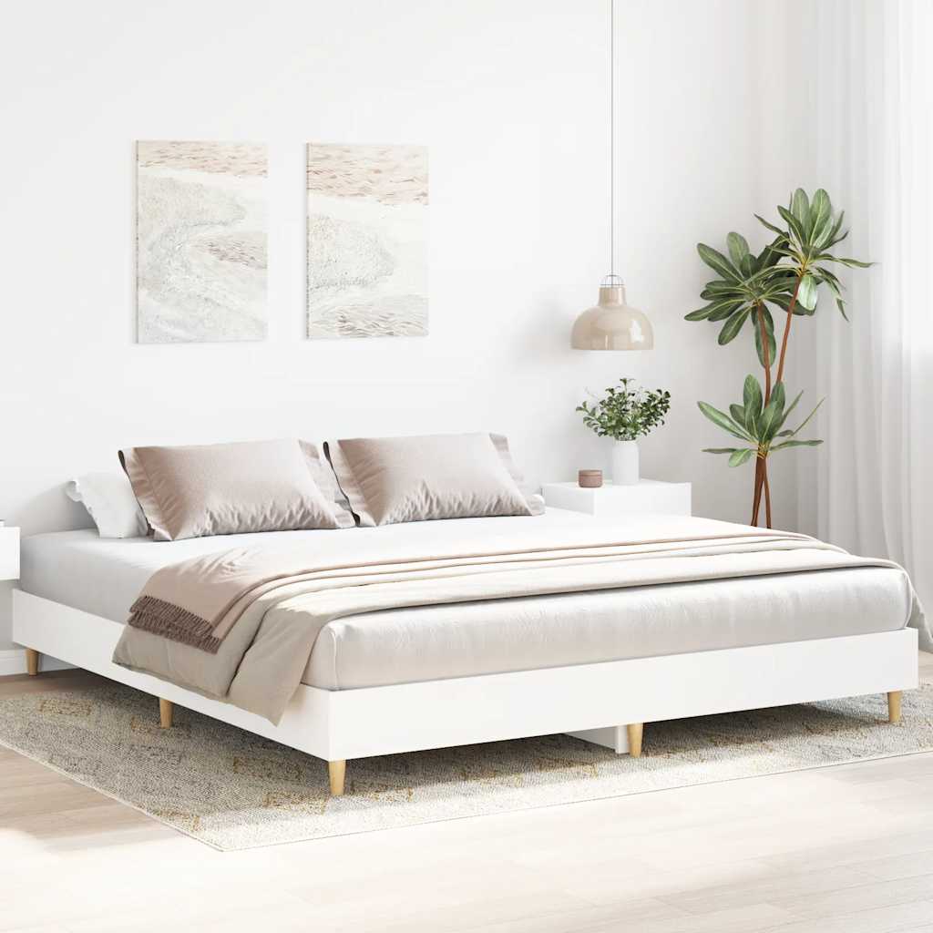 Bedframe zonder matras 200x200 cm spaanplaat wit is nu te koop bij PeponiXL, paradijselijk wonen!
