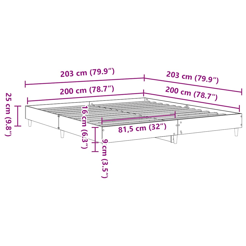 Bedframe matras zonder matras 200x200 cm spaanplaat zwart is nu te koop bij PeponiXL, paradijselijk wonen!