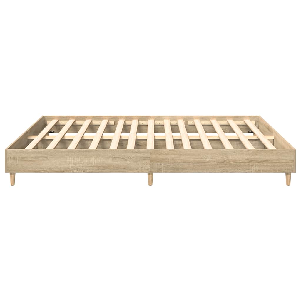 Bedframe zonder matras 200x200cm spaanplaat sonoma eikenkleurig is nu te koop bij PeponiXL, paradijselijk wonen!