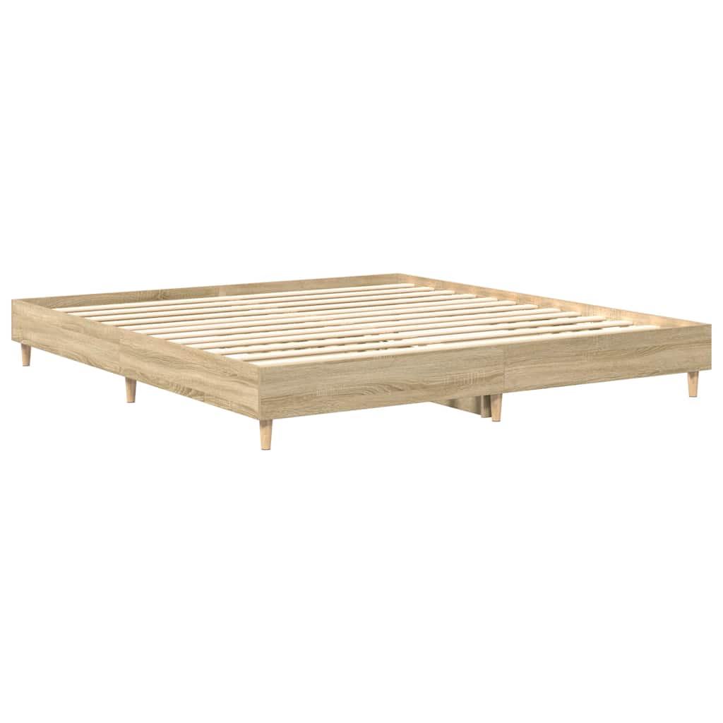 Bedframe zonder matras 200x200cm spaanplaat sonoma eikenkleurig is nu te koop bij PeponiXL, paradijselijk wonen!