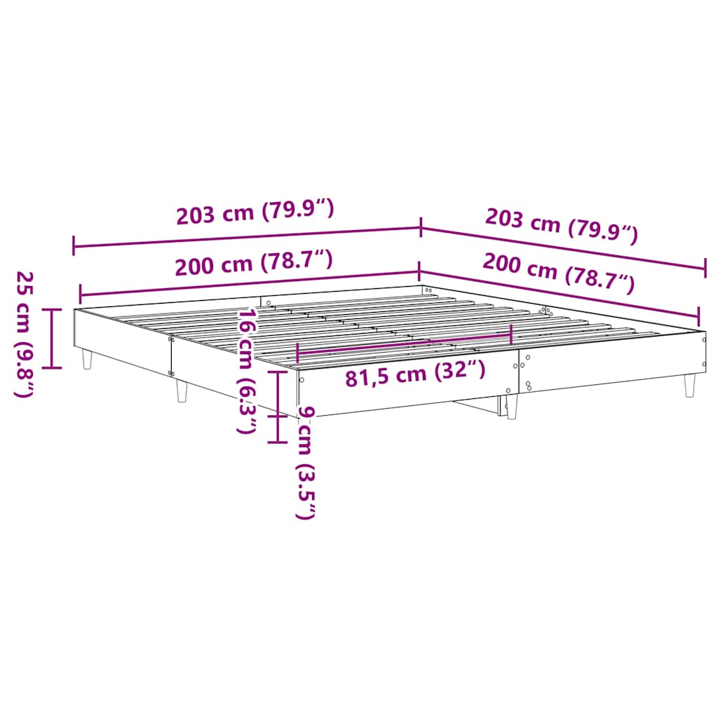 Bedframe zonder matras 200x200 cm spaanplaat betongrijs is nu te koop bij PeponiXL, paradijselijk wonen!