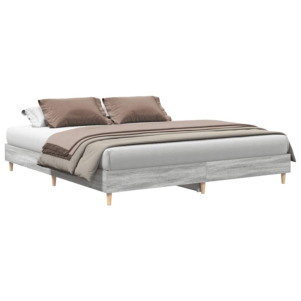 Bedframe zonder matras 200x200 cm spaanplaat grijs sonoma is nu te koop bij PeponiXL, paradijselijk wonen!