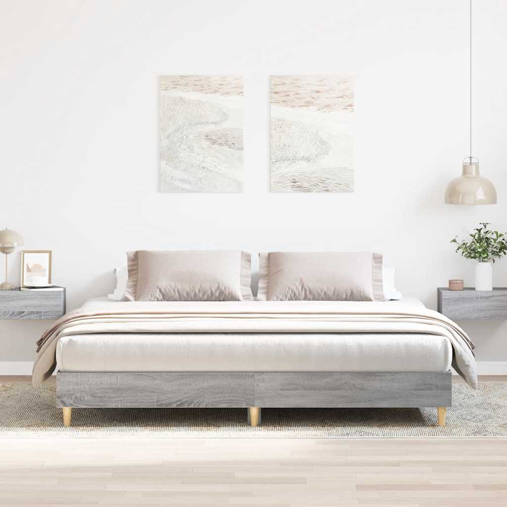Bedframe zonder matras 200x200 cm spaanplaat grijs sonoma is nu te koop bij PeponiXL, paradijselijk wonen!