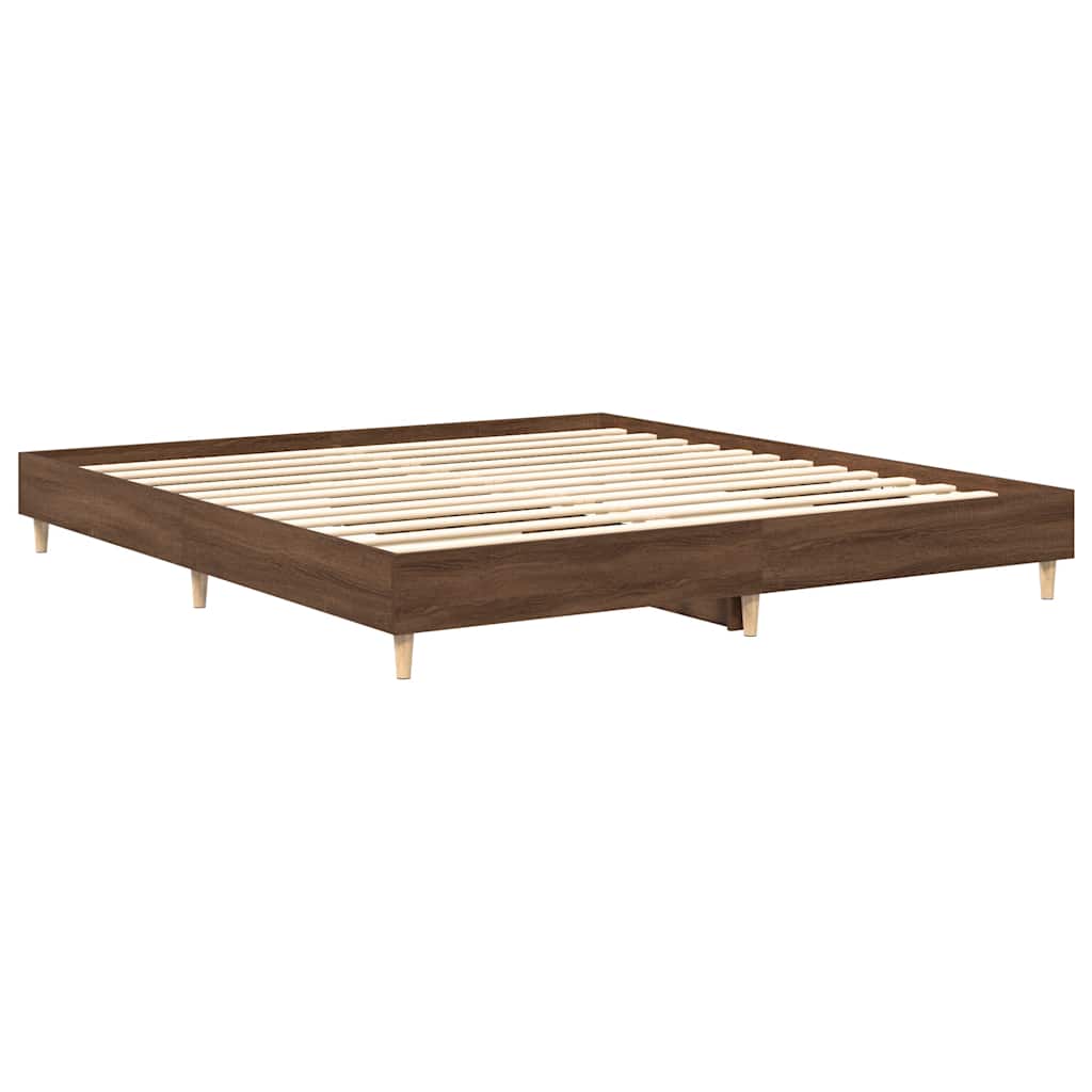 Bedframe zonder matras 200x200 cm spaanplaat bruin eikenkleurig is nu te koop bij PeponiXL, paradijselijk wonen!