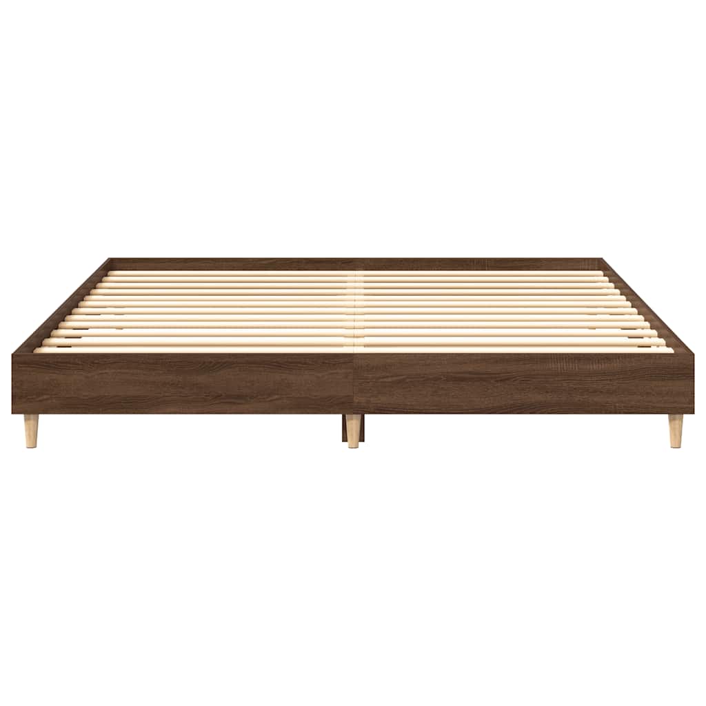 Bedframe zonder matras 200x200 cm spaanplaat bruin eikenkleurig is nu te koop bij PeponiXL, paradijselijk wonen!