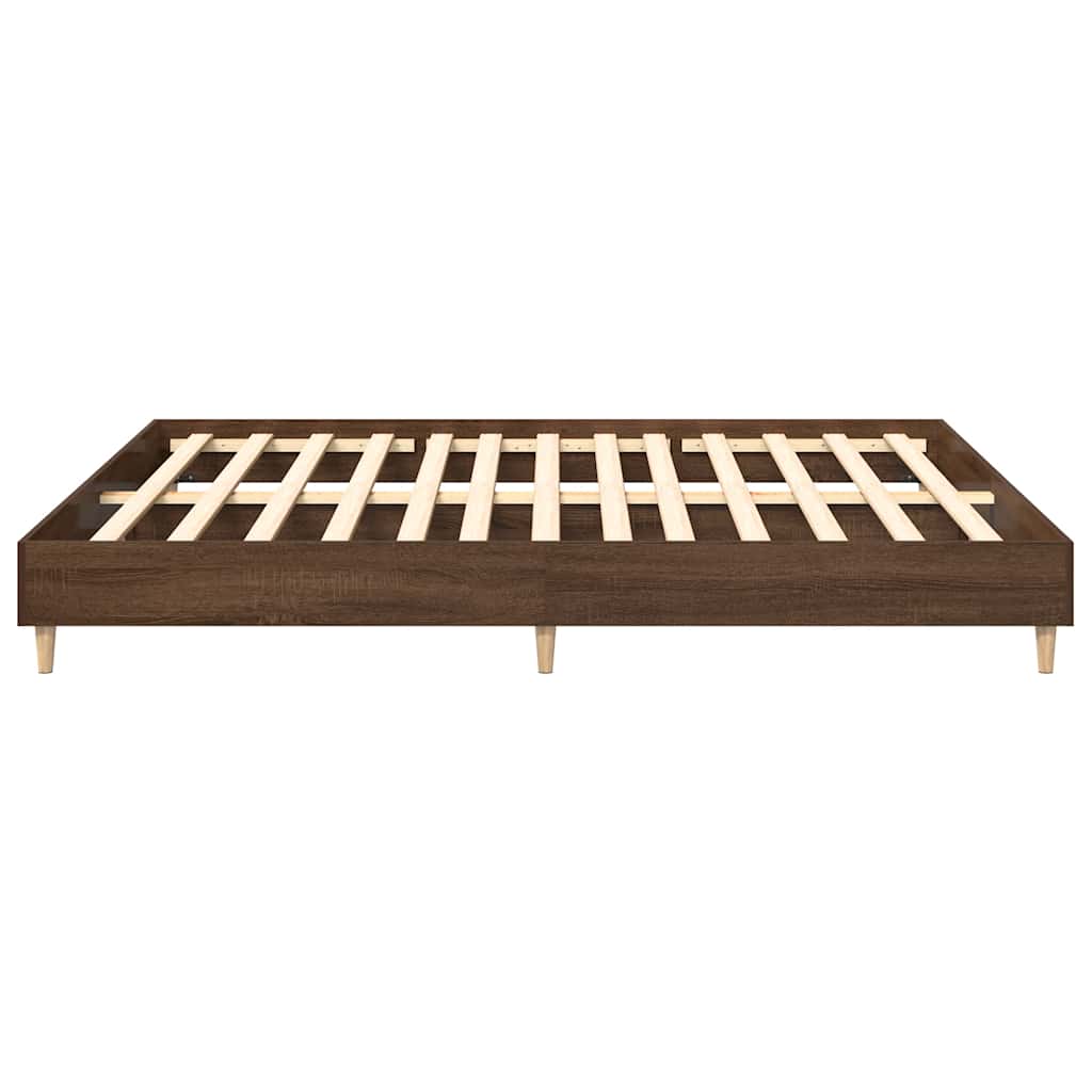 Bedframe zonder matras 200x200 cm spaanplaat bruin eikenkleurig is nu te koop bij PeponiXL, paradijselijk wonen!