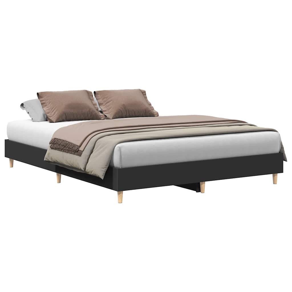 Bedframe zonder matras 150x200 cm spaanplaat zwart is nu te koop bij PeponiXL, paradijselijk wonen!