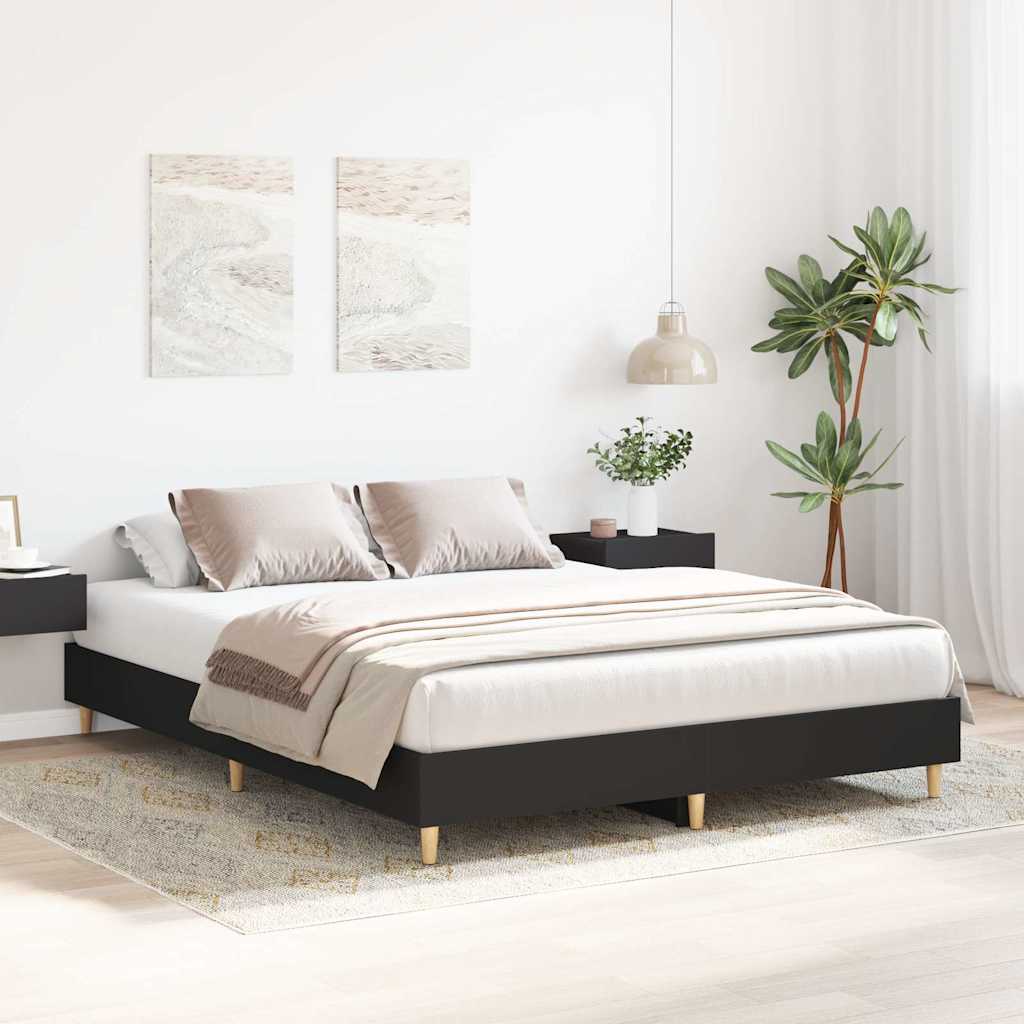Bedframe zonder matras 150x200 cm spaanplaat zwart is nu te koop bij PeponiXL, paradijselijk wonen!