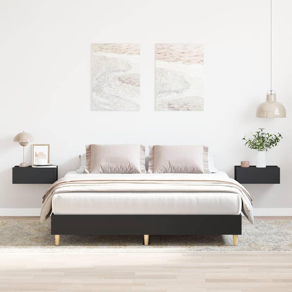 Bedframe zonder matras 150x200 cm spaanplaat zwart is nu te koop bij PeponiXL, paradijselijk wonen!