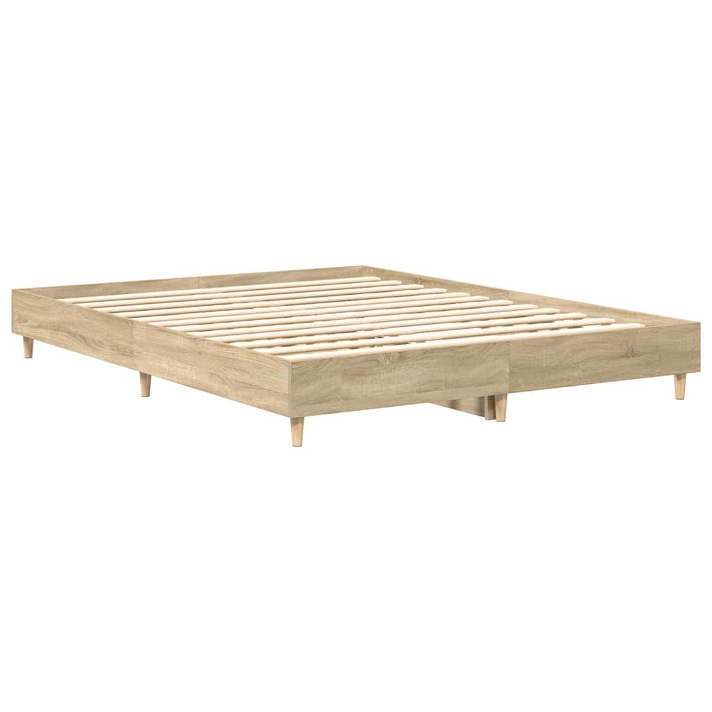 Bedframe zonder matras 150x200cm spaanplaat sonoma eikenkleurig is nu te koop bij PeponiXL, paradijselijk wonen!