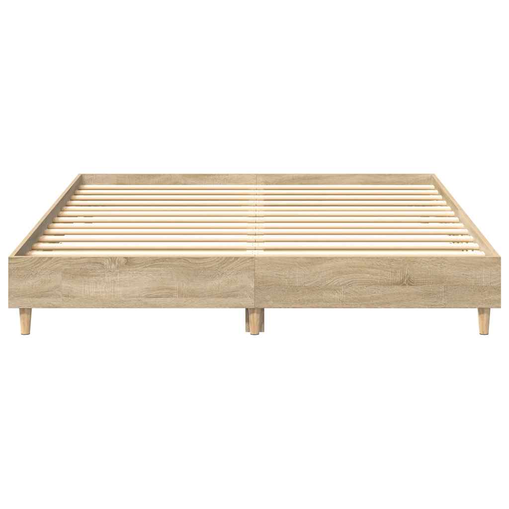 Bedframe zonder matras 150x200cm spaanplaat sonoma eikenkleurig is nu te koop bij PeponiXL, paradijselijk wonen!