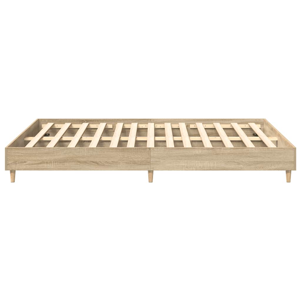 Bedframe zonder matras 150x200cm spaanplaat sonoma eikenkleurig is nu te koop bij PeponiXL, paradijselijk wonen!