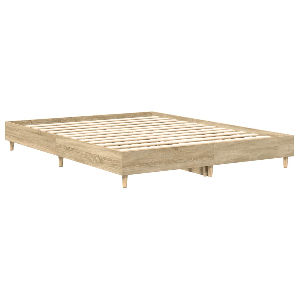 Bedframe zonder matras 150x200cm spaanplaat sonoma eikenkleurig is nu te koop bij PeponiXL, paradijselijk wonen!