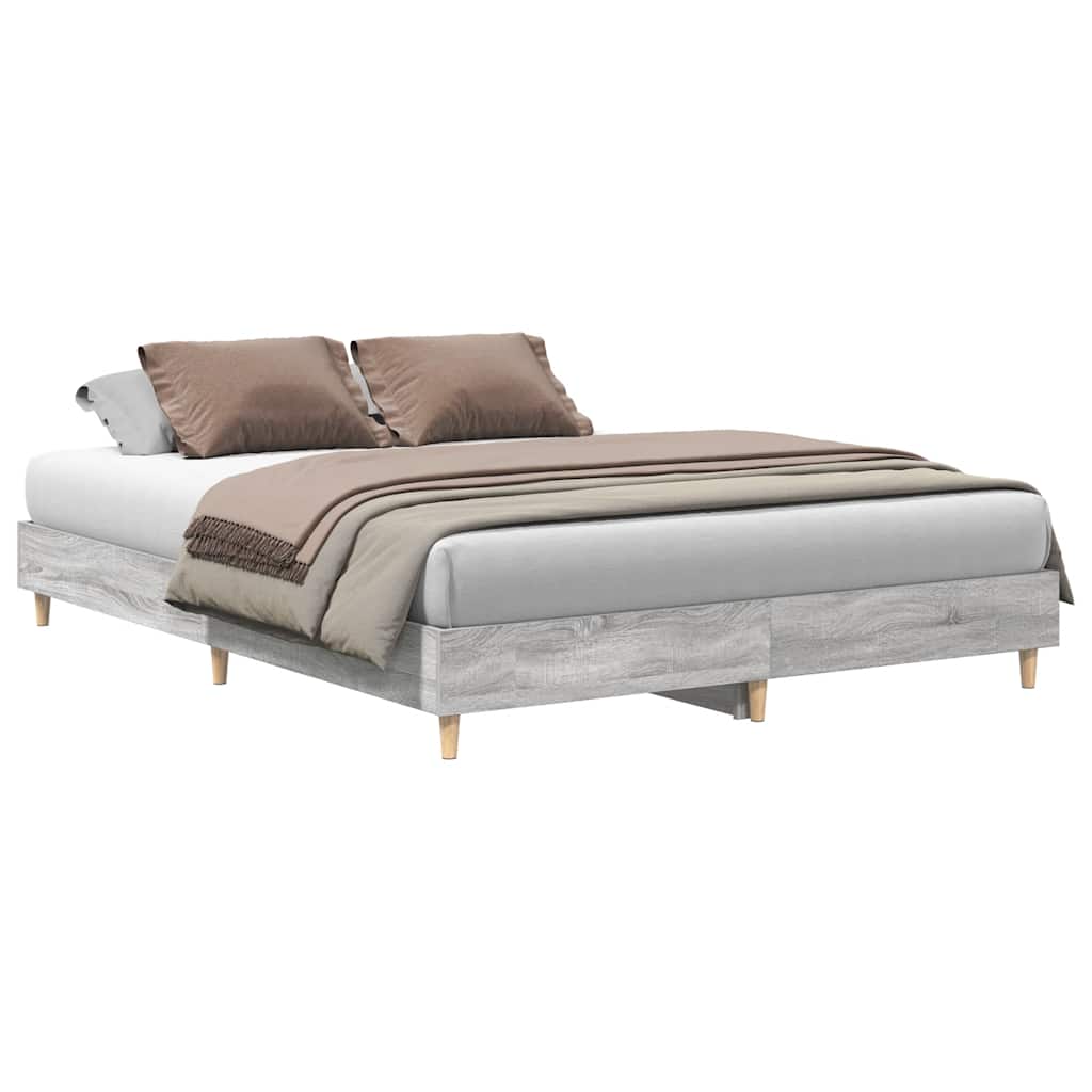 Bedframe zonder matras 150x200 cm spaanplaat grijs Sonoma is nu te koop bij PeponiXL, paradijselijk wonen!