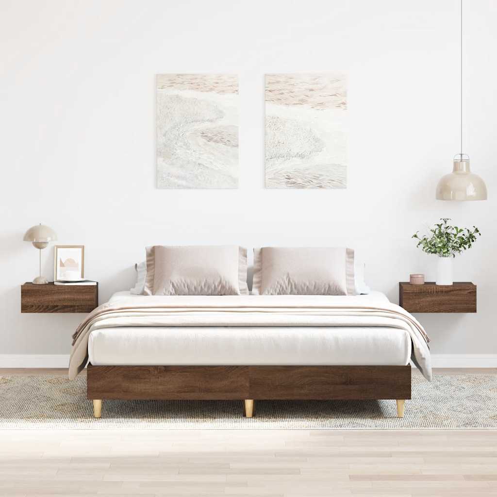 Bedframe zonder matras 150x200 cm spaanplaat bruin eiken is nu te koop bij PeponiXL, paradijselijk wonen!