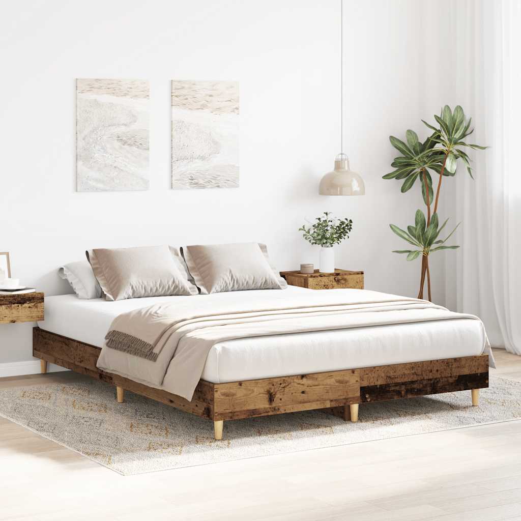 Bedframe zonder matras 150x200 cm spaanplaat bewerkt hout is nu te koop bij PeponiXL, paradijselijk wonen!