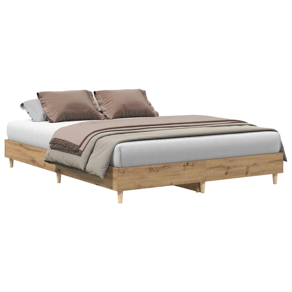 Bedframe zonder matras 150x200 cm spaanplaat artisanaal eiken is nu te koop bij PeponiXL, paradijselijk wonen!