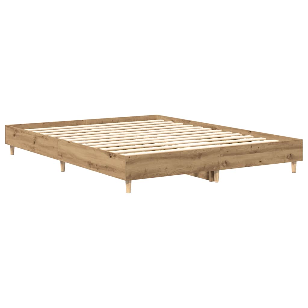 Bedframe zonder matras 150x200 cm spaanplaat artisanaal eiken is nu te koop bij PeponiXL, paradijselijk wonen!