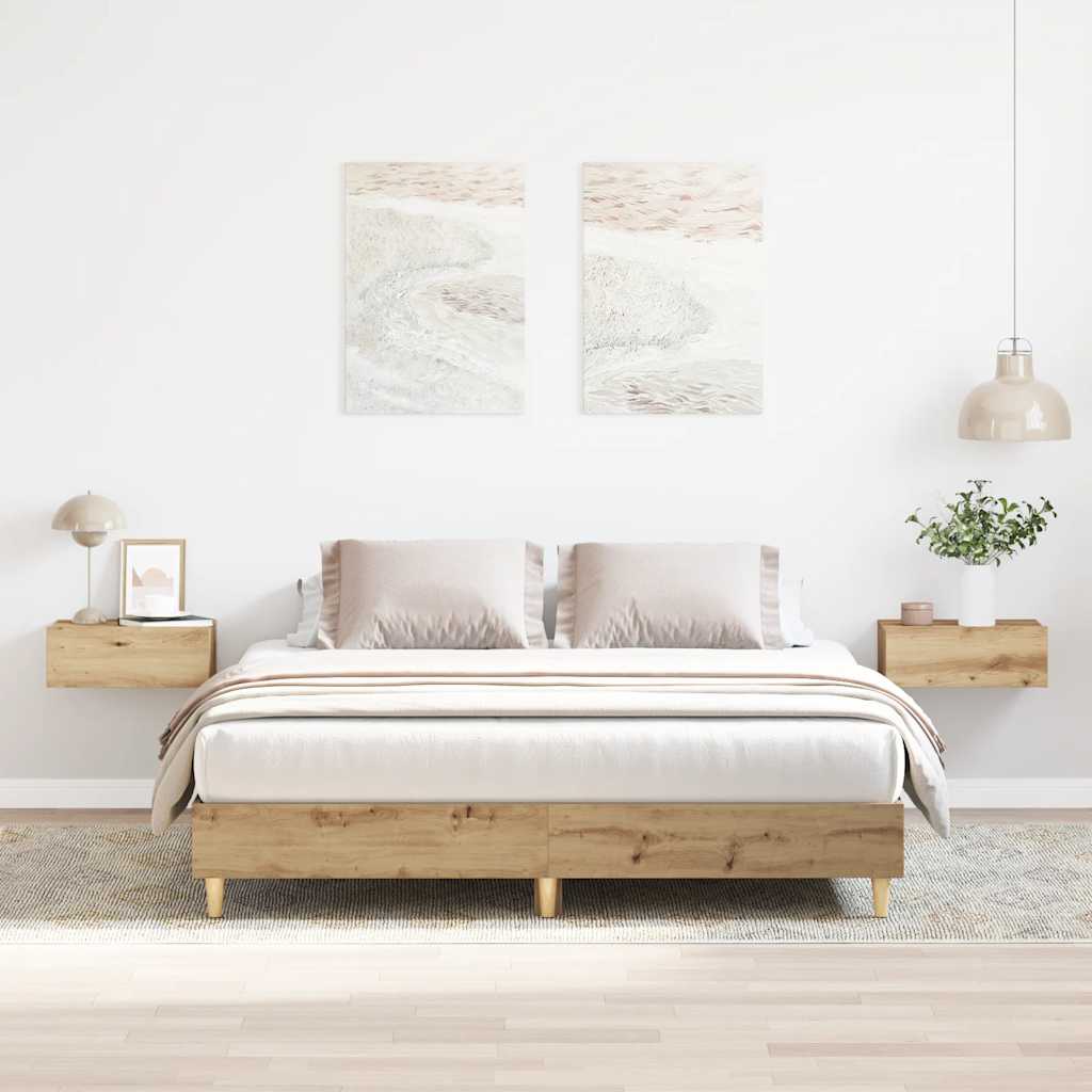 Bedframe zonder matras 150x200 cm spaanplaat artisanaal eiken is nu te koop bij PeponiXL, paradijselijk wonen!