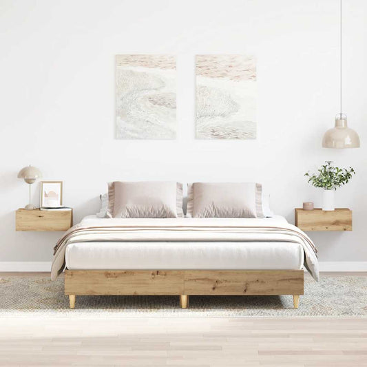 Bedframe zonder matras 150x200 cm spaanplaat artisanaal eiken is nu te koop bij PeponiXL, paradijselijk wonen!