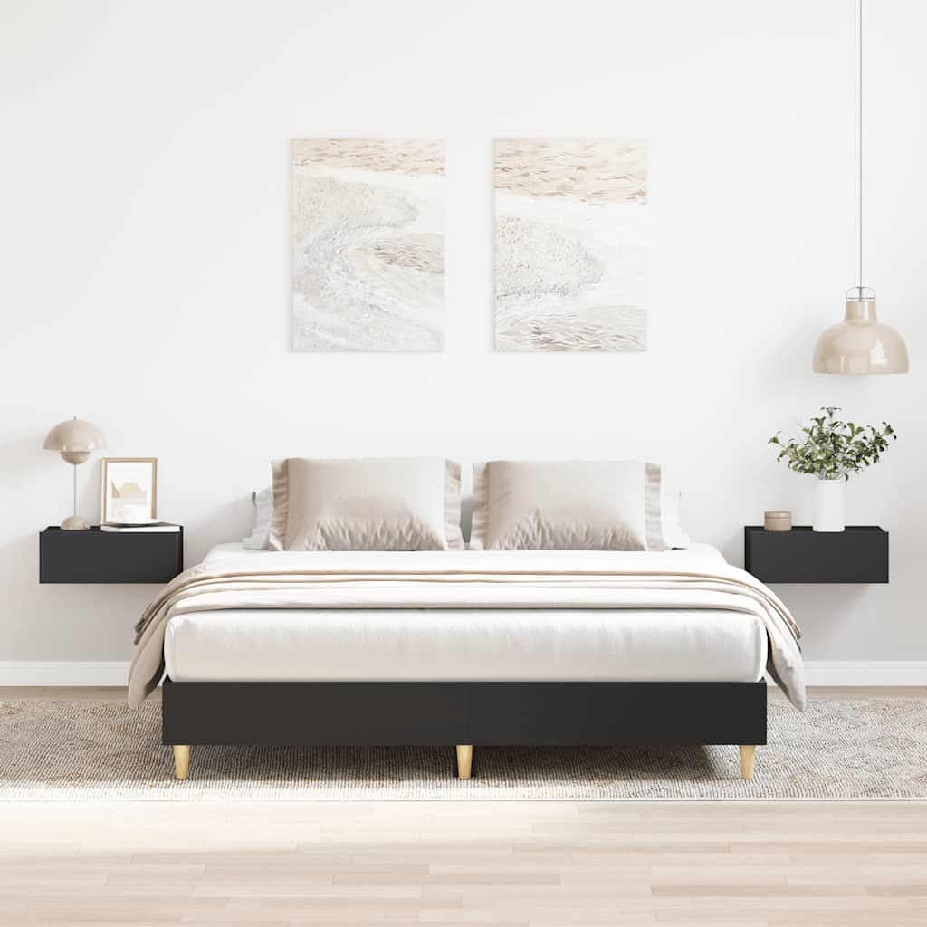 Bedframe zonder matras 140x200 cm spaanplaat zwart is nu te koop bij PeponiXL, paradijselijk wonen!