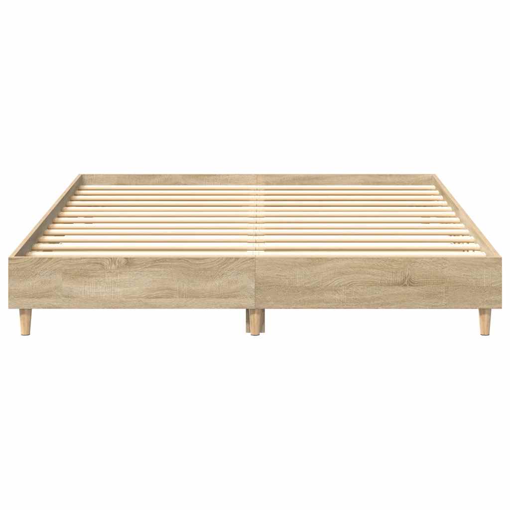 Bedframe zonder matras 140x200cm spaanplaat Sonoma eikenkleurig is nu te koop bij PeponiXL, paradijselijk wonen!