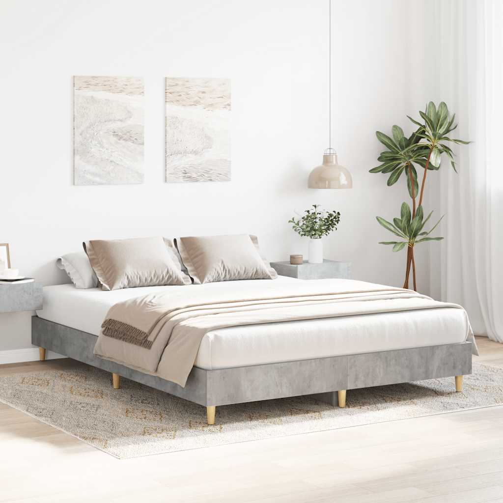 Bedframe zonder matras 140x200 cm spaanplaat betongrijs is nu te koop bij PeponiXL, paradijselijk wonen!