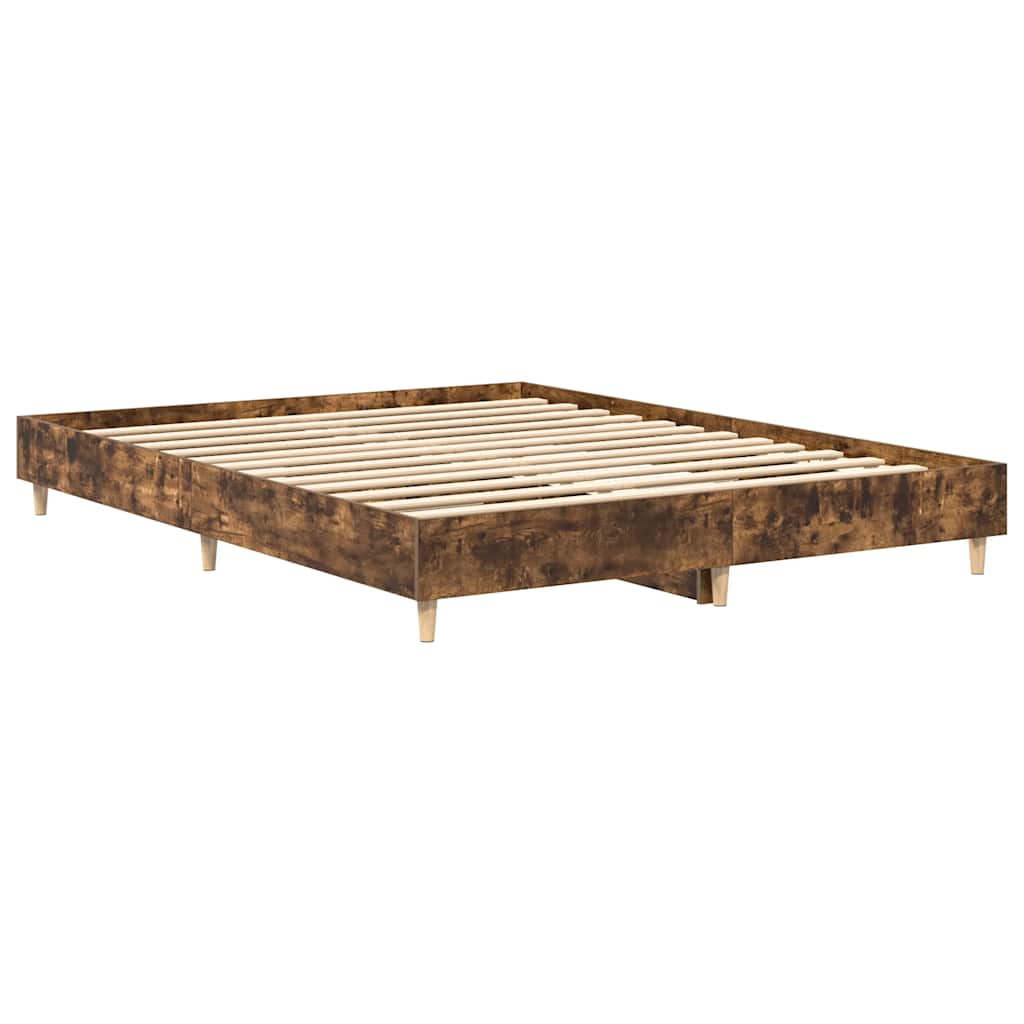 Bedframe zonder matras 140x200 cm spaanplaat gerookt eiken is nu te koop bij PeponiXL, paradijselijk wonen!