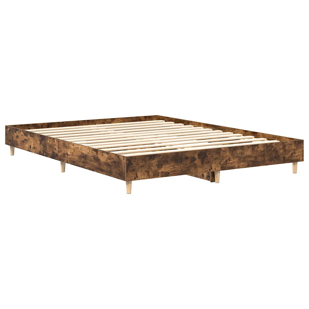 Bedframe zonder matras 140x200 cm spaanplaat gerookt eiken is nu te koop bij PeponiXL, paradijselijk wonen!
