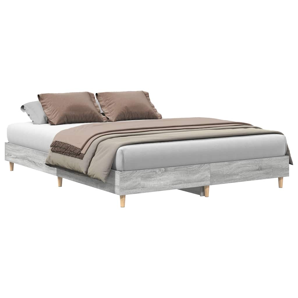 Bedframe zonder matras 140x200 cm spaanplaat grijs Sonoma is nu te koop bij PeponiXL, paradijselijk wonen!