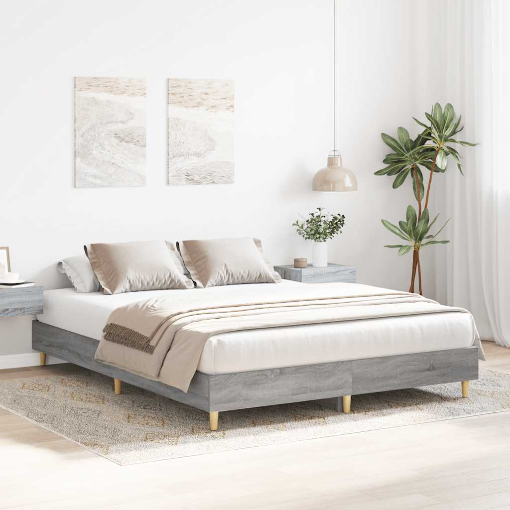 Bedframe zonder matras 140x200 cm spaanplaat grijs Sonoma is nu te koop bij PeponiXL, paradijselijk wonen!