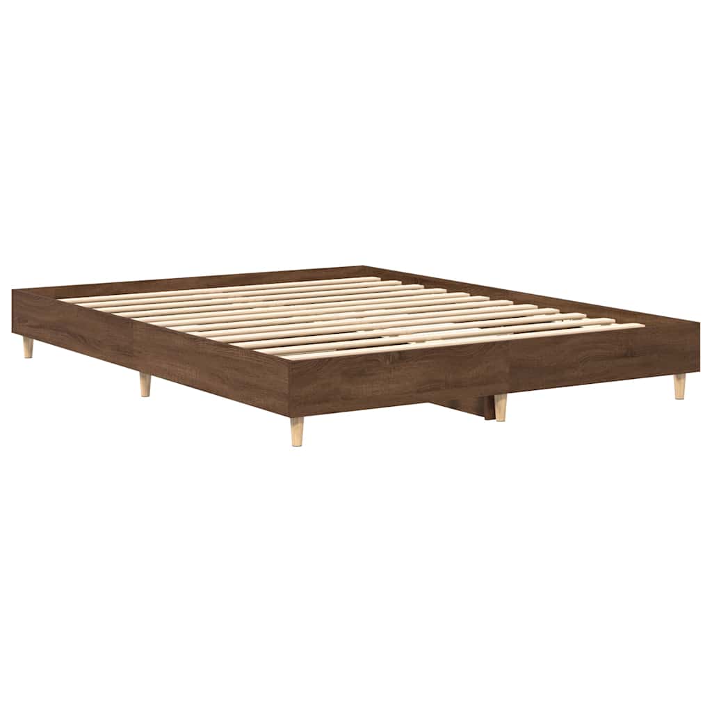 Bedframe zonder matras 140x200 cm spaanplaat bruin eikenkleurig is nu te koop bij PeponiXL, paradijselijk wonen!