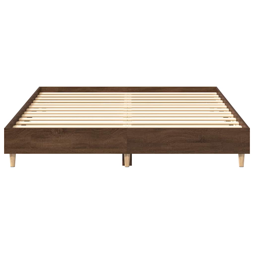 Bedframe zonder matras 140x200 cm spaanplaat bruin eikenkleurig is nu te koop bij PeponiXL, paradijselijk wonen!