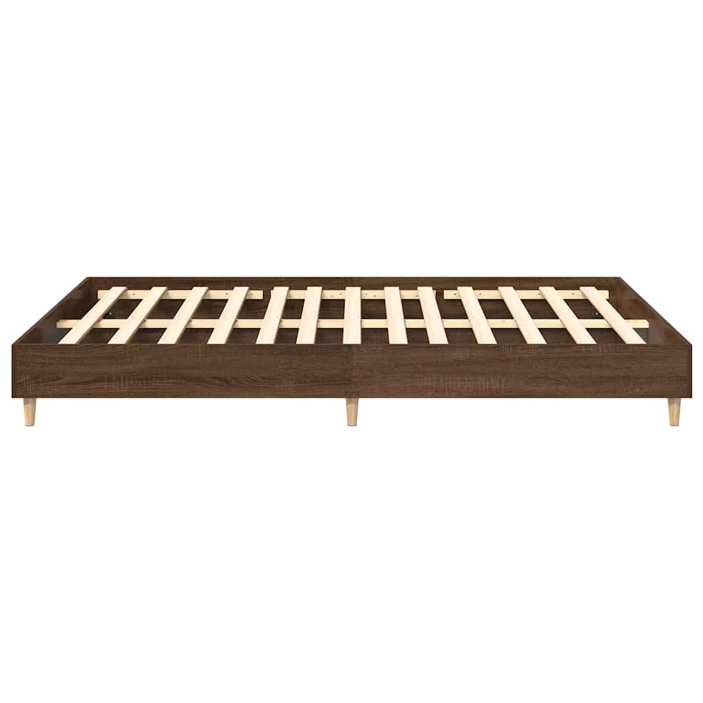 Bedframe zonder matras 140x200 cm spaanplaat bruin eikenkleurig is nu te koop bij PeponiXL, paradijselijk wonen!