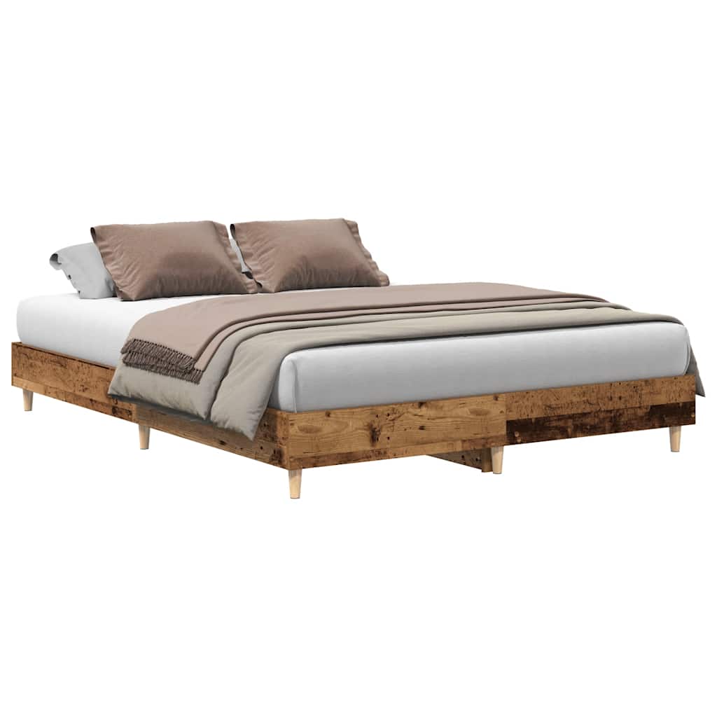 Bedframe zonder matras 140x200 cm spaanplaat bewerkt hout is nu te koop bij PeponiXL, paradijselijk wonen!