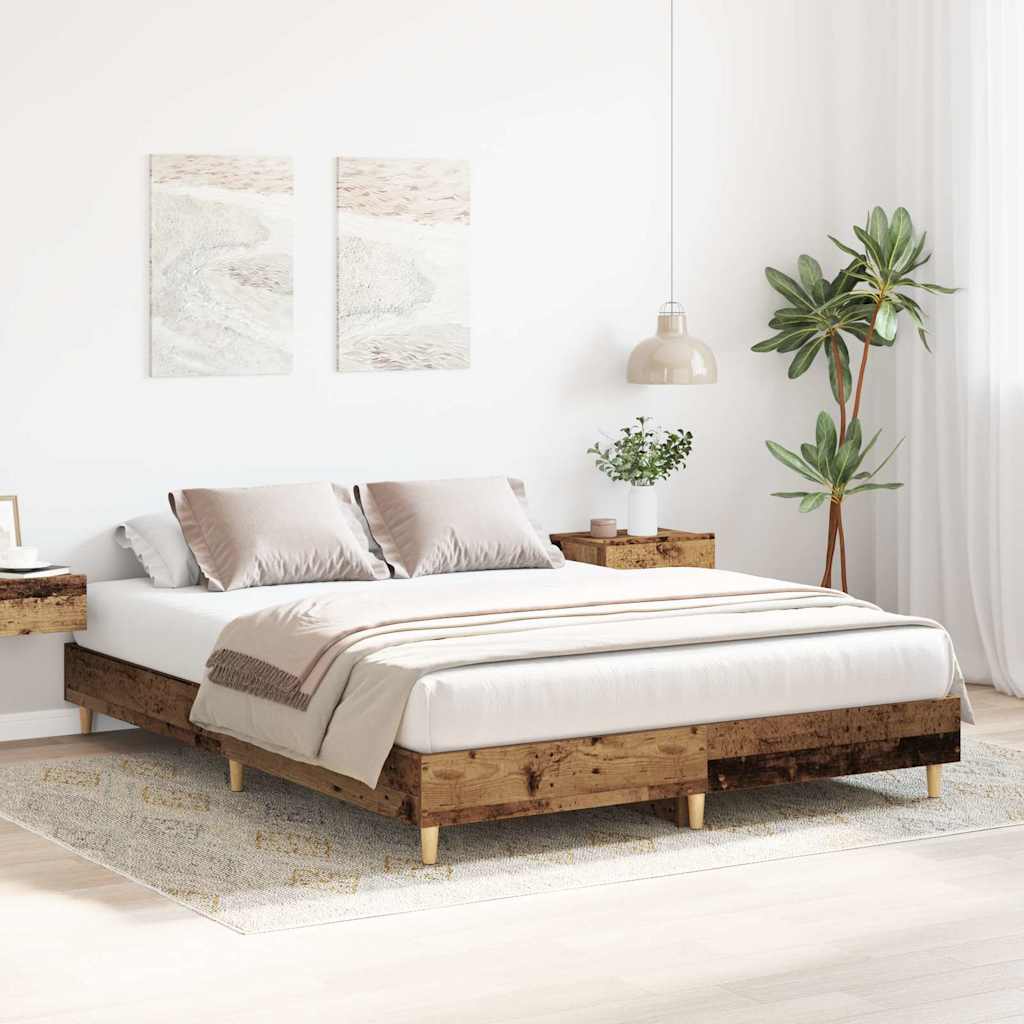 Bedframe zonder matras 140x200 cm spaanplaat bewerkt hout is nu te koop bij PeponiXL, paradijselijk wonen!