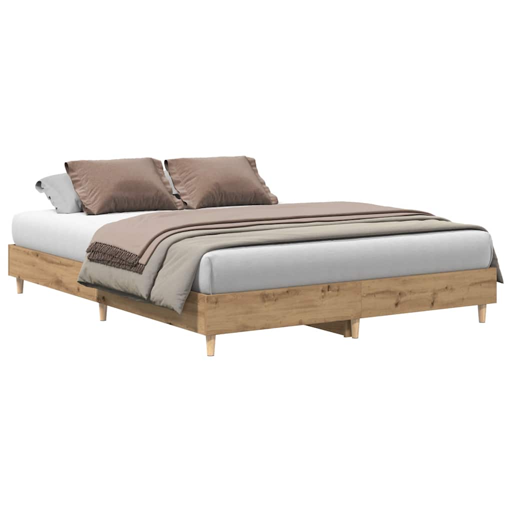 Bedframe zonder matras 140x200 cm spaanplaat artisanaal eiken is nu te koop bij PeponiXL, paradijselijk wonen!
