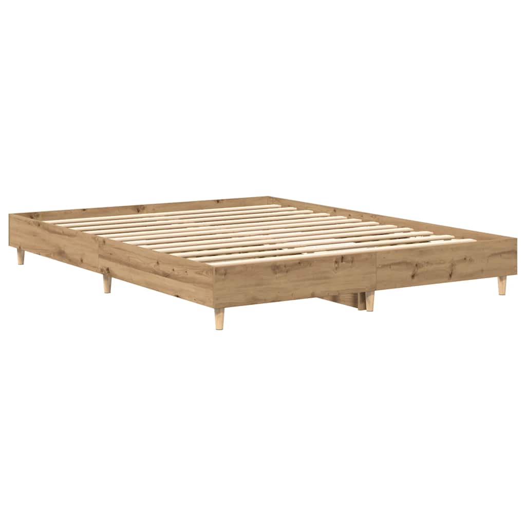 Bedframe zonder matras 140x200 cm spaanplaat artisanaal eiken is nu te koop bij PeponiXL, paradijselijk wonen!