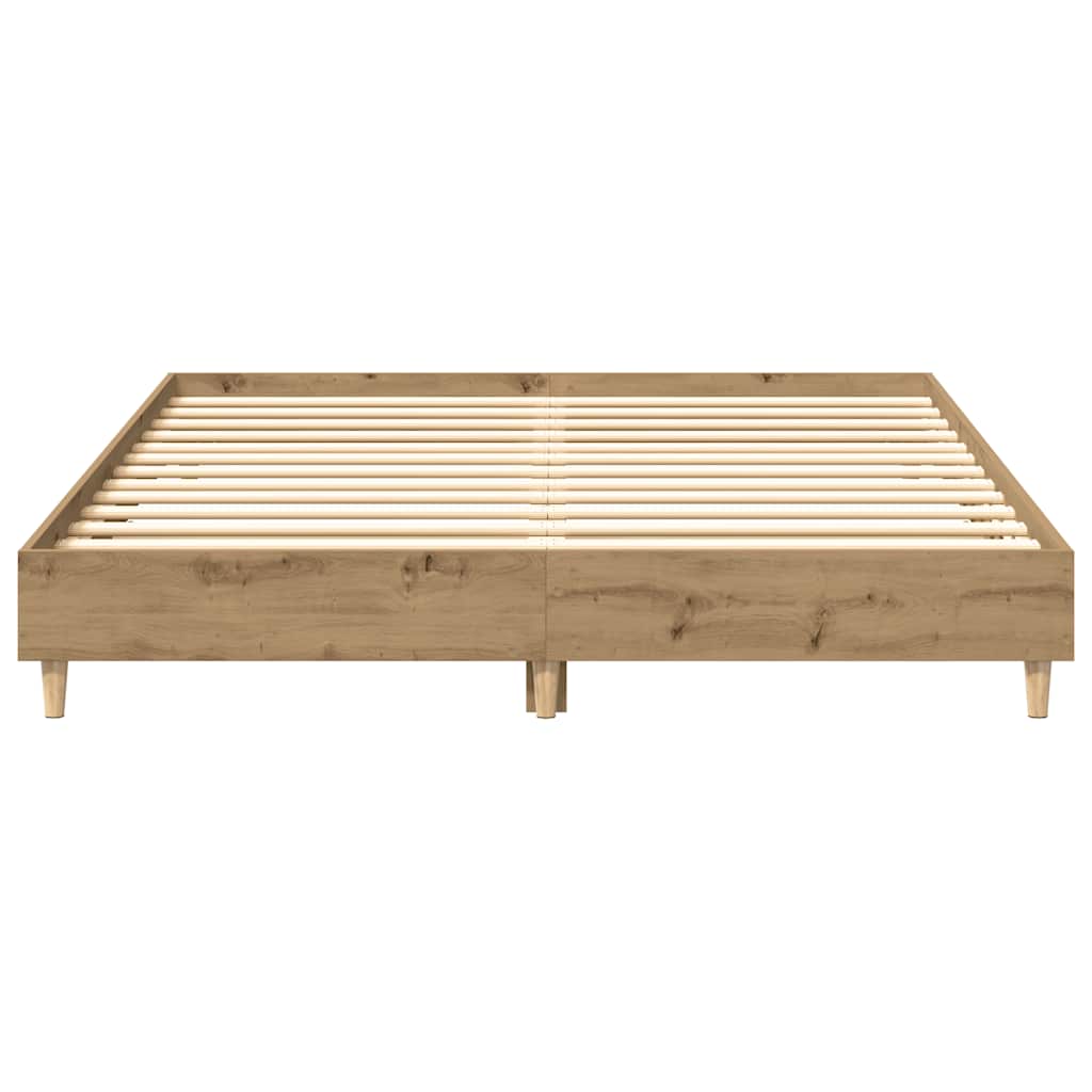 Bedframe zonder matras 140x200 cm spaanplaat artisanaal eiken is nu te koop bij PeponiXL, paradijselijk wonen!