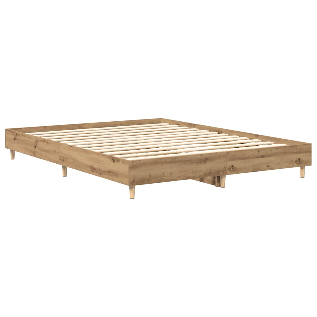 Bedframe zonder matras 140x200 cm spaanplaat artisanaal eiken is nu te koop bij PeponiXL, paradijselijk wonen!