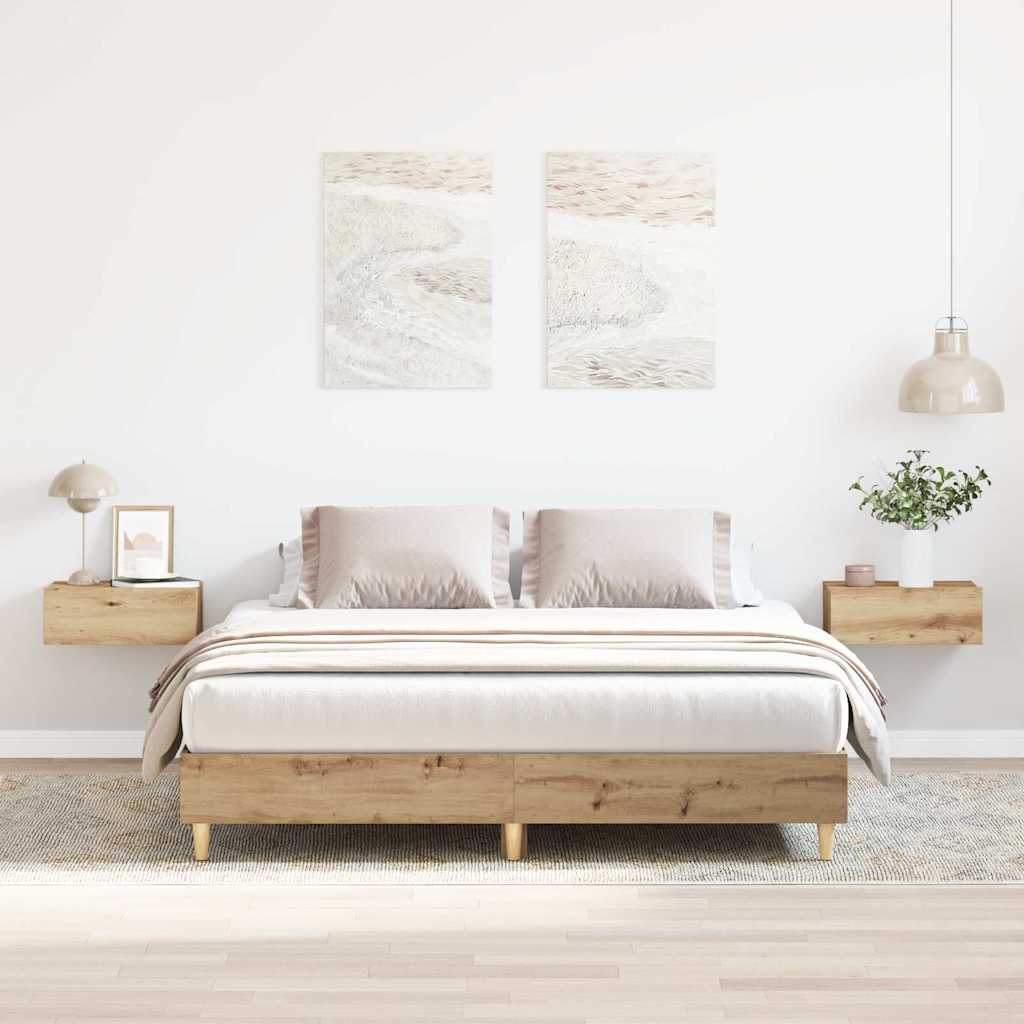 Bedframe zonder matras 140x200 cm spaanplaat artisanaal eiken is nu te koop bij PeponiXL, paradijselijk wonen!