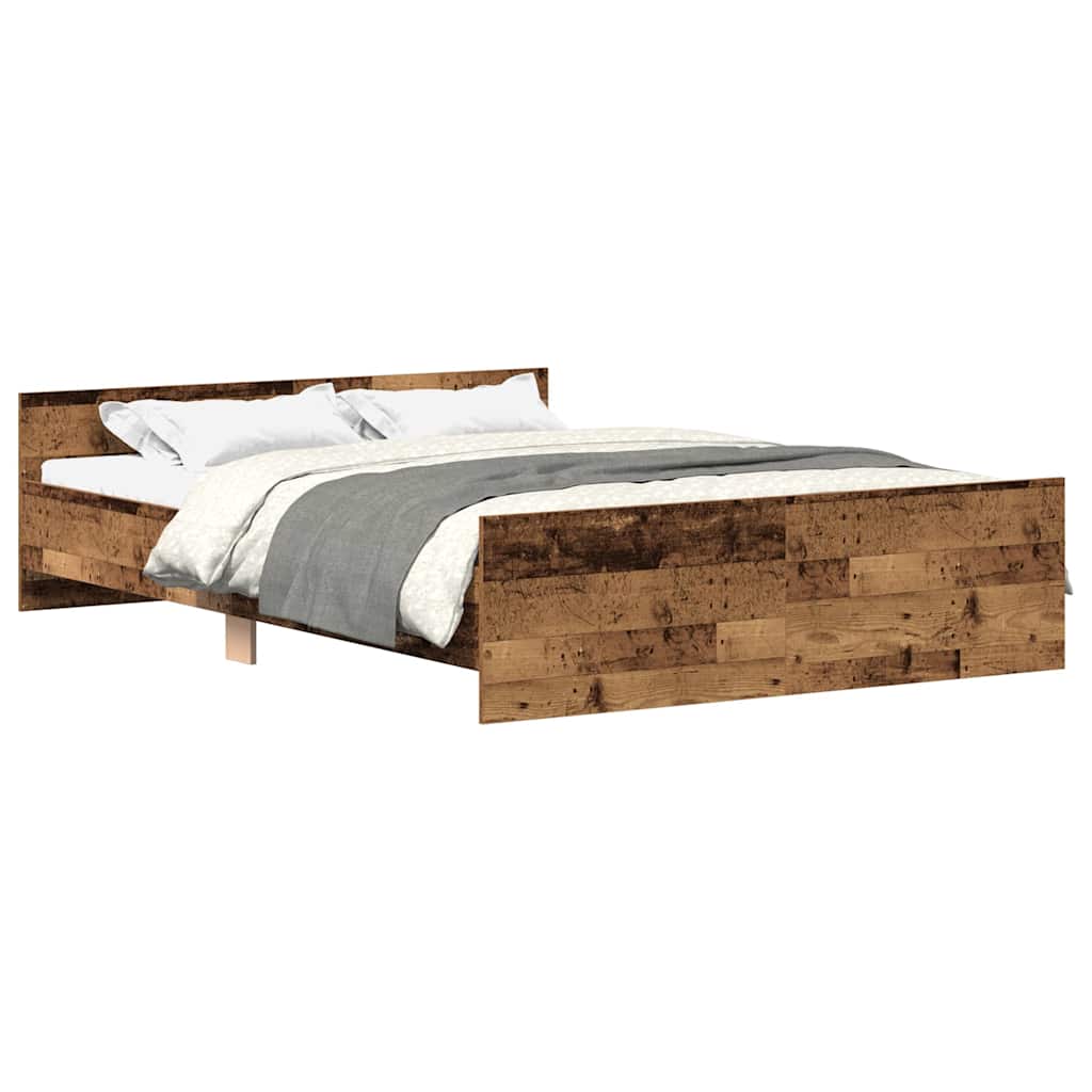 Bedframe zonder matras bewerkt 140x190 cm bewerkt hout oud
