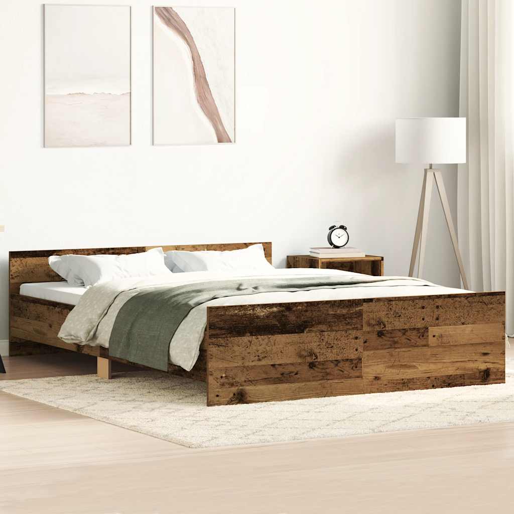 Bedframe zonder matras bewerkt 140x190 cm bewerkt hout oud