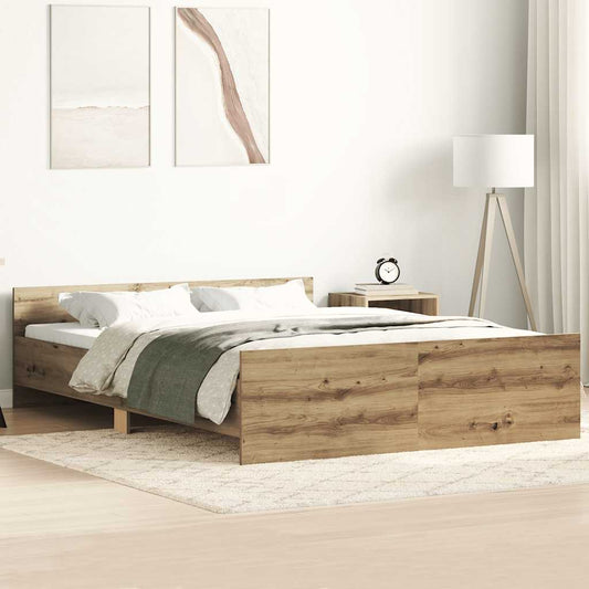 Bedframe zonder matras spaanplaat artisanaal eikenkleurig is nu te koop bij PeponiXL, paradijselijk wonen!